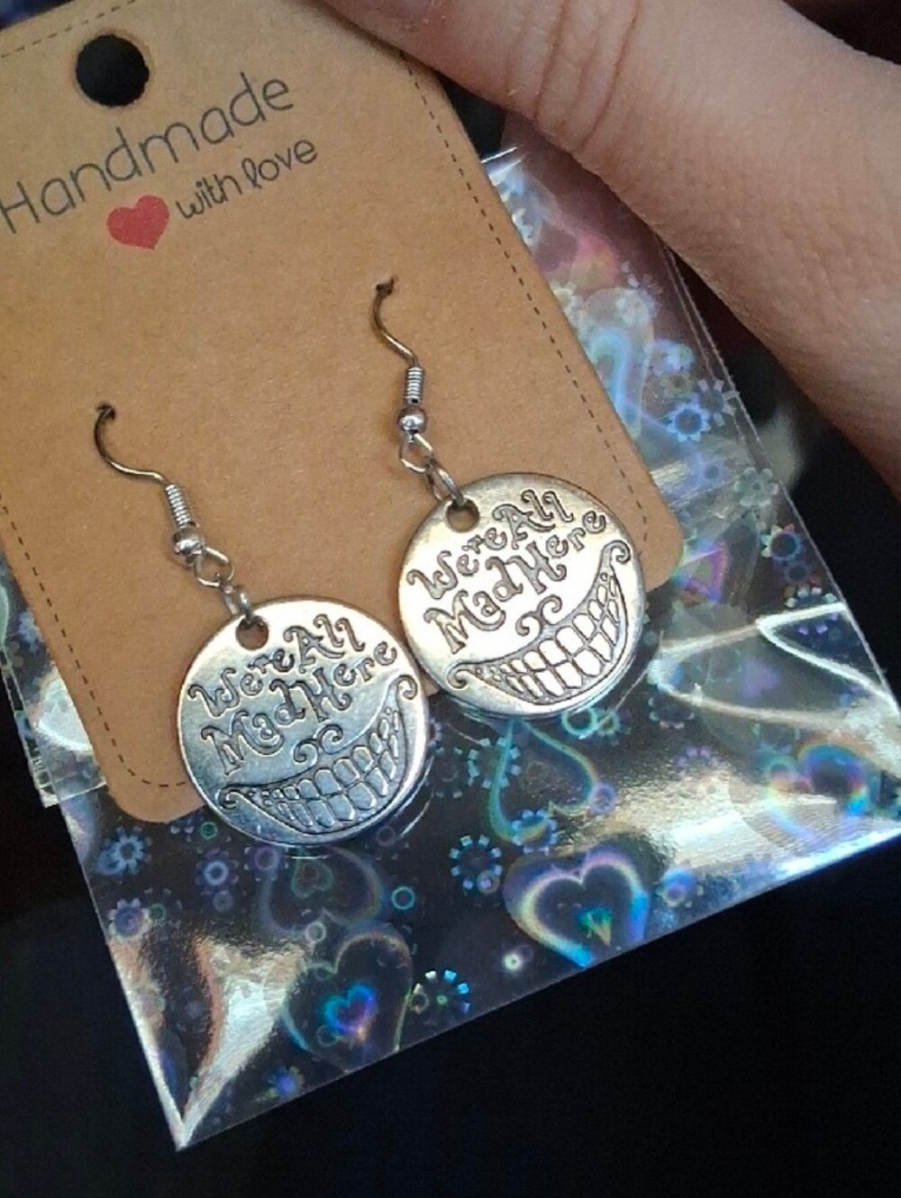 $8 Each Or Bundle 5/$20 Handmade "We're All Mad Here" Cheshire Smile Earrings